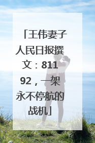 王伟妻子人民日报撰文：81192，一架永不停航的战机