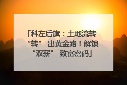 科左后旗：土地流转 “转” 出黄金路！解锁 “双薪” 致富密码