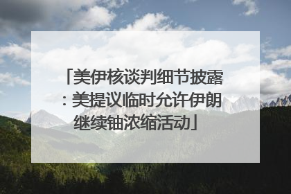 美伊核谈判细节披露：美提议临时允许伊朗继续铀浓缩活动
