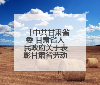中共甘肃省委 甘肃省人民政府关于表彰甘肃省劳动模范和先进工作者的决定