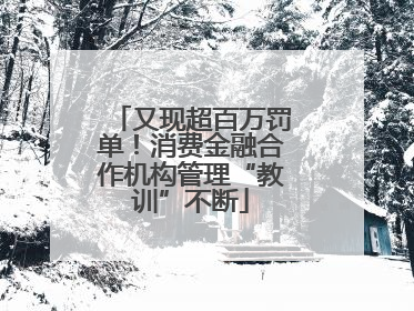 又现超百万罚单！消费金融合作机构管理“教训”不断