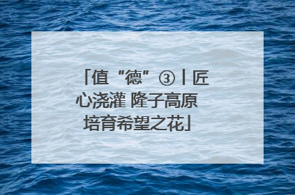 值“德”③丨匠心浇灌 隆子高原培育希望之花