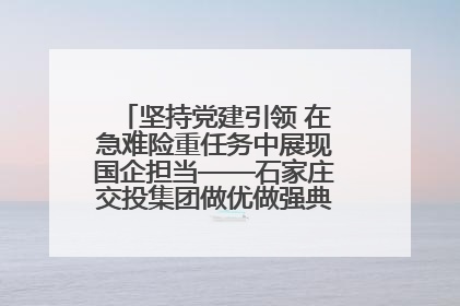 坚持党建引领 在急难险重任务中展现国企担当——石家庄交投集团做优做强典型报道之一