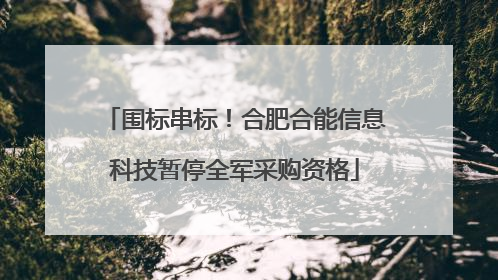 围标串标！合肥合能信息科技暂停全军采购资格