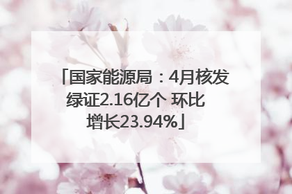 国家能源局：4月核发绿证2.16亿个 环比增长23.94%