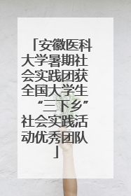 安徽医科大学暑期社会实践团获全国大学生“三下乡”社会实践活动优秀团队