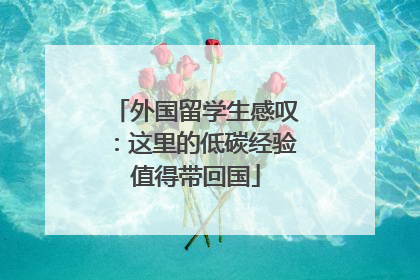 外国留学生感叹：这里的低碳经验值得带回国