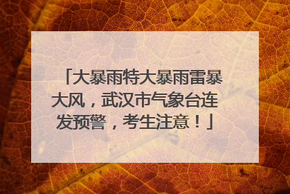 大暴雨特大暴雨雷暴大风，武汉市气象台连发预警，考生注意！