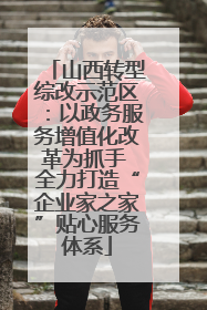 山西转型综改示范区：以政务服务增值化改革为抓手 全力打造“企业家之家”贴心服务体系