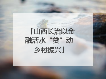 山西长治以金融活水“贷”动乡村振兴
