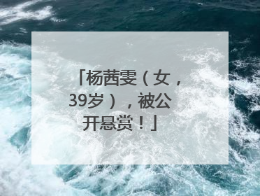 杨茜雯（女，39岁），被公开悬赏！