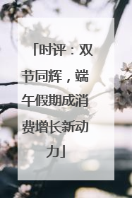时评：双节同辉，端午假期成消费增长新动力