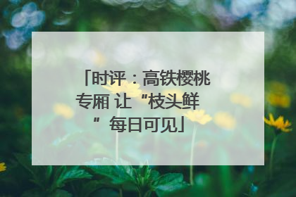 时评：高铁樱桃专厢 让“枝头鲜”每日可见