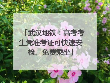 武汉地铁：高考考生凭准考证可快速安检、免费乘坐