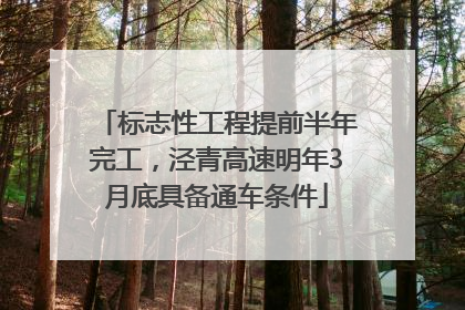 标志性工程提前半年完工，泾青高速明年3月底具备通车条件