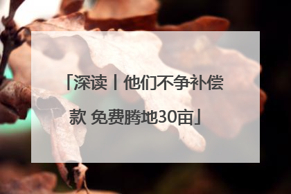 深读丨他们不争补偿款 免费腾地30亩