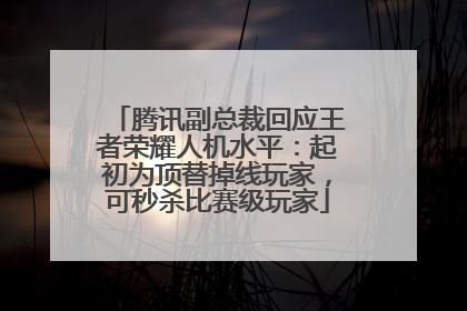 腾讯副总裁回应王者荣耀人机水平：起初为顶替掉线玩家，可秒杀比赛级玩家