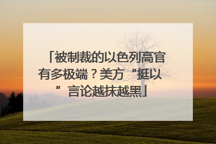 被制裁的以色列高官有多极端？美方“挺以”言论越抹越黑