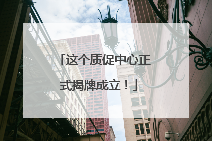 这个质促中心正式揭牌成立！