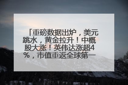 重磅数据出炉，美元跳水，黄金拉升！中概股大涨！英伟达涨超4%，市值重返全球第一！黄仁勋计划出售至多600万股股票