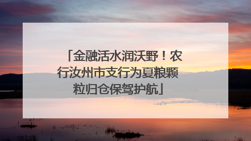 金融活水润沃野！农行汝州市支行为夏粮颗粒归仓保驾护航
