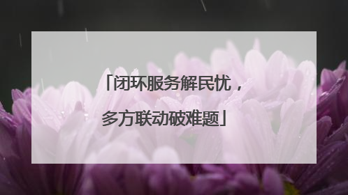闭环服务解民忧，多方联动破难题