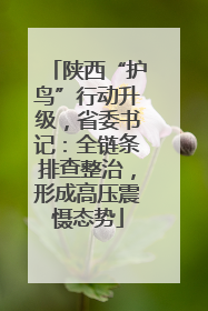 陕西“护鸟”行动升级，省委书记：全链条排查整治，形成高压震慑态势