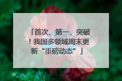 首次、第一、突破！我国多领域周末更新“重磅动态”