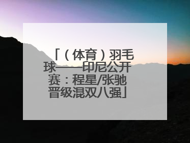（体育）羽毛球——印尼公开赛：程星/张驰晋级混双八强